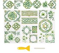 WANDIC 3 Sheets UV DTF Wraps Stickers,Celtic Knot Borders Cup Decals Furniture Stickers Waterproof Transfers Window Decals for Glass and DIY Crafts