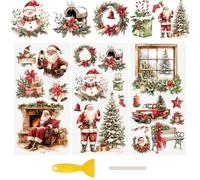 WANDIC 3 Sheets UV DTF Wraps Stickers,Retro Christmas Cup Decals Furniture Stickers Waterproof Transfers Window Decals for Glass and DIY Crafts