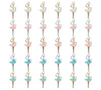 WANDIC 30 Pcs Ballet Dancer Pendants Multi Color Dance Themed Design Charms DIY Jewelry Accessories Supplies for Craft Enthusiasts