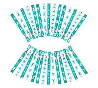 WANDIC 30 Pcs Teal Ribbon Bracelets, 5 Style Polyester Single Side Adjustable Cervical Cancer Awareness Support Wristband for Event Fundraising