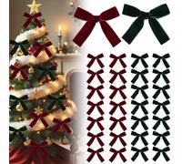 WANDIC 30PCS Christmas Velvet Bows,Christmas Bows Decorations Red Green Ribbon Bows for Present Wrapping Pre-tied Bow for Hair Decor DIY Craft Wedding