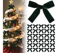 WANDIC 30PCS Green Christmas Velvet Bows,Christmas Tree Bow Ribbon Bows for Present Wrapping Pre-tied Large Bow for Hair Decor DIY Craft Wedding