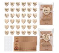 WANDIC 36 Sets Bible Verse Wooden Heart Pocket Prayer Keepsakes Religious Inspirational Decor with Cards & Glue Dots Portable Daily Devotional Supplies