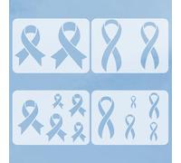 WANDIC 4 PCS Cancer Awareness Ribbon Patterns Stencil Template Sets, A4 Size Reusable Stencils for Painting on Wood Walls DIY Arts Cancer Event and Crafts Projects