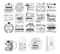 WANDIC 5 Sheets Bible Verse Rub On Transfer Stickers Inspirational Christian Decals Jusus Faith Furniture Decorative for Postcard Scrapbooking,10 * 30cm