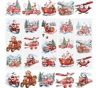 WANDIC 5 Sheets Christmas Rub on Transfer Stickers, Furniture Transfer Stickers Red Truck with Winter Snow Pattern for Scrapbooking, Present Boxes,Holiday Decorations,10 * 30cm