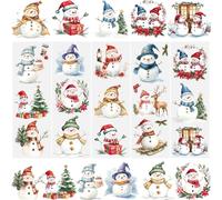 WANDIC 5 Sheets Christmas Rub on Transfer Stickers, Furniture Transfer Stickers Various Snowman Shapes for Greeting Cards Present Boxes,Holiday Decorations,Scrapbooking,10 * 30cm