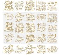 WANDIC 5 Sheets Rub on Transfers Stickers Golden for Furniture, Bible Text Theme Transfer Decals Waterproof Decorative Stickers for DIY Crafts, Cups, Scrapbooks,10x30cm