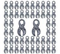 WANDIC 50 PCS Black white Zebra Ribbon Lapel Pins, Metal Brooches for Rare Disease Day Carcinoid Awareness Pattern for Charity Events Daily Wear