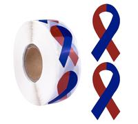 WANDIC 500 PCS Ribbon Sticker Roll Red Dark Blue Ribbon Stickers Congenital Heart Defects Seasonal Affective Disorder Care Stickers,for Family Fundraising Parties,1.9 * 3.8cm