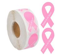 WANDIC 500Pcs Octobre Rose/Roll Pink Ribbon Breast Cancer Stickers Breast Cancer Awareness Adhesive Labels Pink Ribbon Stickers Forever in our hearts Souvenir Labels for Charity Event(1.9 * 3.8cm)