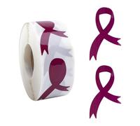 WANDIC 500PCS Purple Ribbon Sticker, Alzheimer's Pancreatic Awareness Sticker Cancer Stickers Swallowtail Ribbon-Shaped Stickers Roll for Cancer Awareness