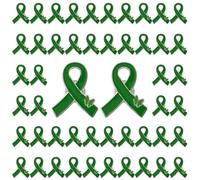 WANDIC 50Pcs Butterfly Light Green Ribbon Mental Health Pin Badges Alloy Mental Health Awareness Brooches Liver Cancer Pin Badges Souvenir Brooches for Charity Event