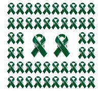 WANDIC 50pcs Green Ribbon Pins, 0.98 * 0.79in Mental Health Awareness Badge Brooches Environmental Protection Pins for Charity Event