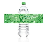 WANDIC 50Pcs Water Bottle Green Ribbon Mental Health Stickers Mental Health Awareness Cup Wrap Stickers Butterfly Green Ribbon Water Bottle Labels Souvenir Adhesive Labels for Charity Event