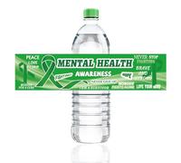 WANDIC 50Pcs Water Bottle Green Ribbon Mental Health Stickers Mental Health Awareness Cup Wrap Stickers Green Ribbon Water Bottle Labels Souvenir Adhesive Labels for Charity Event