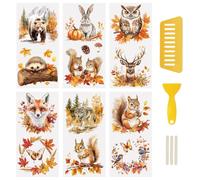 WANDIC 6 Sheets Rub On Transfer Stickers, Autumn Animals Theme Decals Waterproof Stickers for DIY Postcard Furnitures Albums Photos Deocr, 15 * 30cm