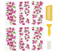 WANDIC 6 Sheets Rub on Transfers Decal, Rose Red Flower Theme Decor Transfer Sticker DIY Waterproof Stickers Decals for Crafts Home Decorations, 15 * 30cm