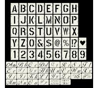 WANDIC 72PCS Alphanumeric Letter Stencils Symbol Numbers Stencils Reusable Plastic Alphanumeric Template Set for Painting on Wood, Wall, Glass, Porch, Fabric, Rock, Sign and Craft Decoration