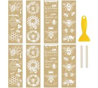 WANDIC 8 Sheets Rub on Transfer Sticker, Bee Flower Theme Text Transfer Decal Sunflower Pattern Transfer Stickers for Furniture Scrapbooking, 10 * 30cm