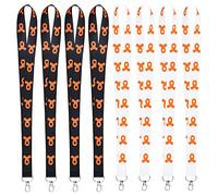WANDIC 8Pcs Orange Awareness Lanyards, Orange Ribbon Lanyard Leukemia Kidney Cancer Multiple Sclerosis Gun Violence Awareness Lanyard with Ribbon for Keychain Phone Holder (Orange Mixed)