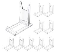 WANDIC Acrylic Display Stands, 10 Pcs Mini Clear Plastic Adjustable Picture Plate Easels for Flat Plates, Photos, Place Cards