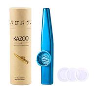 WANDIC Aluminum Alloy Kazoo Wind Instrument with 3pcs Flute Membrane and Vintage Gift Box(Blue)