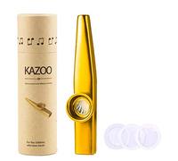 WANDIC Aluminum Alloy Kazoo Wind Instrument with 3pcs Flute Membrane and Vintage Gift Box(Gold)