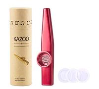WANDIC Aluminum Alloy Kazoo Wind Instrument with 3pcs Flute Membrane and Vintage Gift Box(Red)