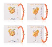 WANDIC Aperol Present Set with 4x Bracelet & Greeting Card, Aperol Spray for Women, Aperol Decoration Present for Aperol Lovers as Birthday Present or Party Decoration