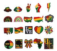 WANDIC Black History Month Sew on Patch, 20Pcs Juneteenth Iron on Patches Embroidered Applique 1865 African Map Fist up Freedom DIY Craft for Clothing