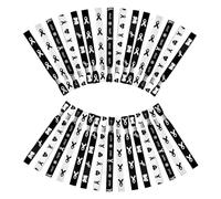 WANDIC Black Ribbon Bracelets, 30 Pcs 5 Styles Classic Melanoma Awareness Wristbands Adjustable Polyester Wrist Bands for Mourning Remembrance Day
