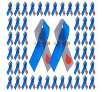 WANDIC Blue Grey Ribbons Satin Pins, 100Pcs Blue Grey Awareness Brooches Diabetes Badges for Charity Event Survivors Sport Gatherings Supplies