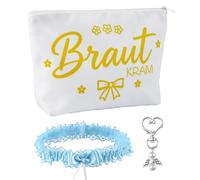 WANDIC Bridal Set Wedding, Bridal Makeup Bag, Angel Chain & Blue Socks as Bridal Present, Bride to Be Present Set for Bridesmaids Farewell, Wedding Preparation and Engagement