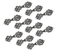 WANDIC Cardigan Clips, 10 Pairs Vintage Hollow Flower Cape Fasteners Sew On Hooks and Eyes Cloak Clasp Fasteners for Sweater Shawl, Gun Black