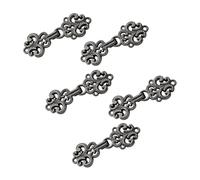 WANDIC Cardigan Clips, 5 Pairs Vintage Hollow Flower Cape Fasteners Sew On Hooks And Eyes Cardigan Clip Cloak Clasp Fasteners For Sweater Shawl, Gun Black