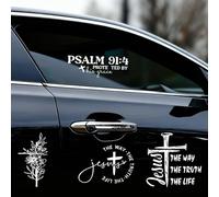 WANDIC Christian Car Decal, 4Pcs White Car Decals for Women Christian Cross Sticker for Truck SUV or Rear Window Jesus Faith Vinyl Sticker for Laptop