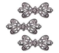 WANDIC Cloak Clasp Fasteners, 3Pcs 5.8CM Gun Black Cape Clips with Rhinestone Vintage Cardigan Fastening Clips for Clothing Sweater Shawl