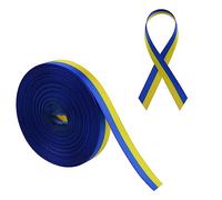 WANDIC Down Syndrome Awareness Satin Ribbon, 20 Yards Yellow & Blue Ribbon World Down Syndrome Day Ribbon for Gift Wrapping, Brooch Making