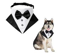 WANDIC Formal Dog Tux Collar - Adjustable Bandana with D Ring for Large Dogs