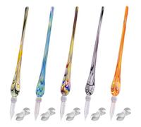 WANDIC Glass Dip Pen, 5 Pcs Crystal Glass Calligraphy Signature Pens With Pen Holder, Borosilicate Present Pen For Writing, Drawing, Signatures, Calligraphy, Gifts