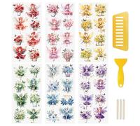 WANDIC Glitter Scratch On Stickers, 6 Sheets Flower Fairy Rub On Transfer Stickers Butterfly Decals Waterproof Stickers for Greeting Cards
