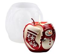 WANDIC Merry Christmas Silicone Apple Shaped Mold, Santa Claus Snowman Pattern Candle Mould Crafts Soap Resin Casting Mold for Xmas Decor Crafts