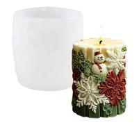WANDIC Merry Christmas Silicone Cylindrical Mold, Snowflake Christmas Tree Pattern Candle Mould Crafts Soap Resin Casting Mold for Xmas Decor Crafts