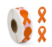 WANDIC Orange Ribbon Awareness Stickers - 500 Pcs Labels Roll for Leukemia Violence Awareness - Package Sealing for Event Gift Letter Bags