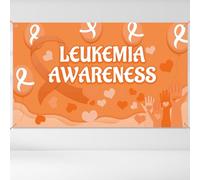 WANDIC Orange Ribbon Backdrop Banner, 1.5m*0.9m Leukemia Awareness Party Photography Background Prom Banner for Public Event Decoration