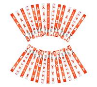 WANDIC Orange Ribbon Bracelets, 30 Pcs 5 Styles Leukemia Awareness Wristbands Adjustable Polyester Wrist Bands Kidney Cancer Wrist Strap for Men Women