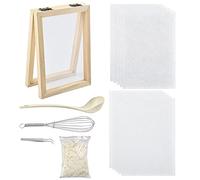 WANDIC Paper Making Kit, Handmade Wooden Paper Making Mould With Spoon & Mesh Cloth & Dewatered Pulp, Frame Paper Making Screen Kit For DIY Paper Art Craft
