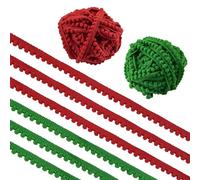 WANDIC Pom Pom Ribbon, 14.5Yds/Roll Red&Green Ball Fringe Trim Sewing Fringe Fabric Ribbon for Embellishments Clothes Pillow Christmas Decor