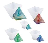 WANDIC Pyramid Silicone Resin Craft Molds, 5 Pcs, 5 Sizes, Crystal Epoxy Molds for DIY Craft Ornament Art and Home Decoration